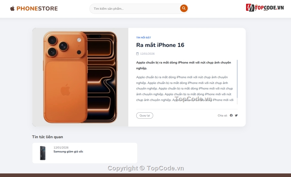 giao diện,cửa hàng điện thoại,Website cửa hàng